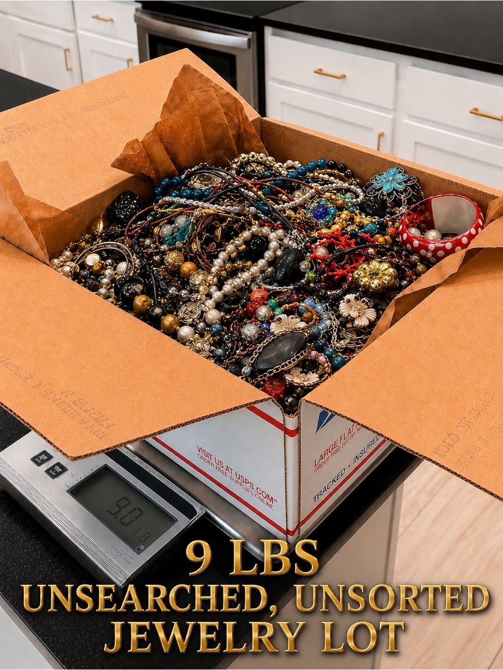 9 LB Unsearched Unsorted Jewelry Lot Tangled Wearable Repair Craft Vintage 8.13G